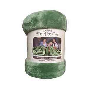 Luxuriant Home The Huge One Family-Sized Velvet Cloud Blanket, Sage Green